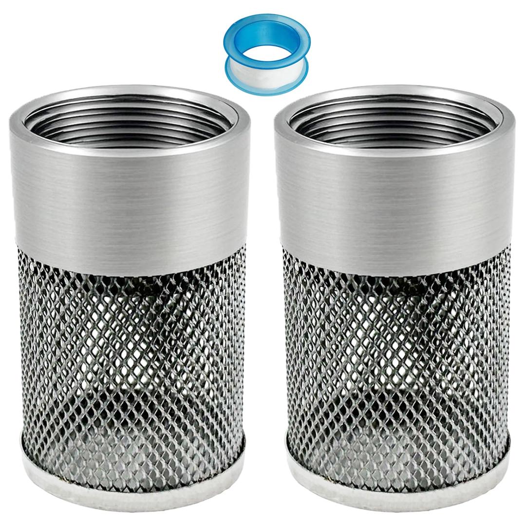 Hose Inlet Strainer Filter, 36MM Garden Hose Inlet Strainer Mesh Filter, Compatible with Livewell Pump, for Irrigation Garden High Pressure Sprayer Suction Line, with Blue Industrial Tape, 2PCS
