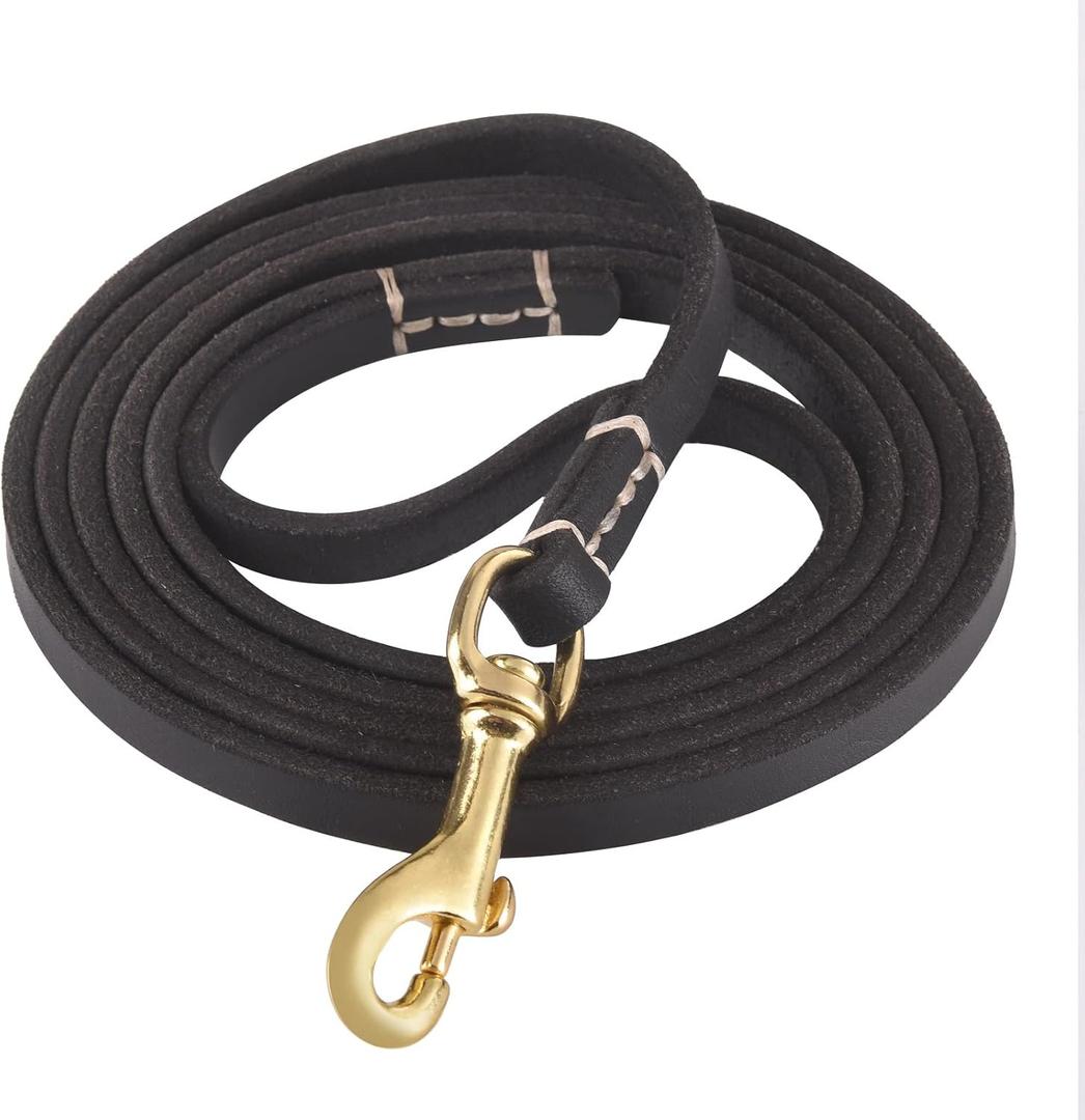 4FT / 5FT / 6FT Geninue Leather Leash for Small to Medium Dogs Training and Walking - Color Black/Brown