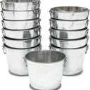 Juvale Mini Galvanized Buckets with Handle - Table Decor & Flower Centerpieces - Craft Pail for DIY Projects - Bulk Galvanized Buckets for Party Favors - 4.5"x 3.5", Pack of 12