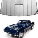 Pigenius Windshield Sunshade for Chevy Corvette Coupe 1963-1967, Premium Grey Leather Finish