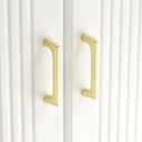 Lardmon 3 Pack Brushed Gold Modern Cabinet Pulls 3 Inch(76mm) Hole Center Timeless Drawer Pulls Vanity Pulls Classic Solid Kitchen Cabinet Handles Hardware for Dresser, 3.4 Inch(86mm) Total Length