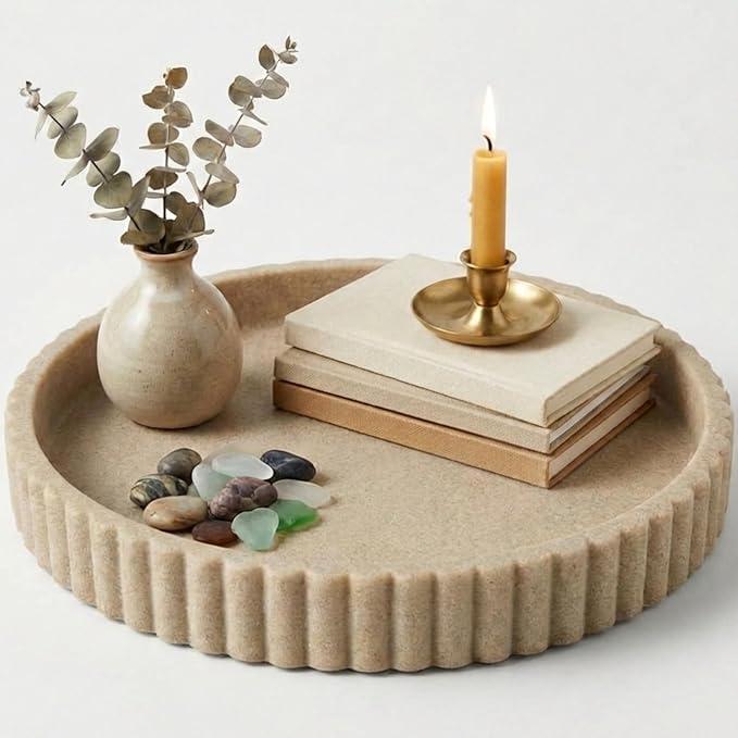 OAKOA Decorative Tray for Decor  Coffee Table Tray for Living Room  Round Tray for Home Decor  Coffee Table Decor Centerpiece  Modern Minimalist Centerpiece
