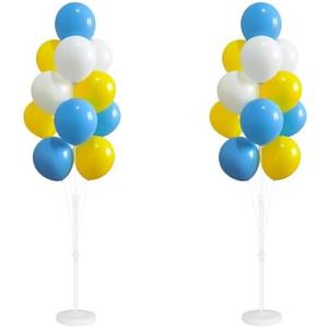 Balloon Column Kit for Floor-Balloon Columns with Stand, Base and Pole, Balloon Tower Backdrop Decoration for Wedding, Baby Shower, Birthday Party, or Bachelorette Parties (Blue Yellow White)