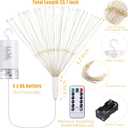 Tuanse 8 Pack Starburst Lights, LED Firework Fairy Lights Outdoor Hanging Battery Operated with Remote Control 120 LED 8 Modes for Garden Christmas Party Decor