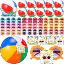 Lunmon 36 Set End of The Year Gifts Bulk for Students from Teacher, Inflatable Beach Balls Round Flower Sunglasses with Tag and Ribbon, Graduation Gift Summer Decoration Pool Goody Bag Party Supply