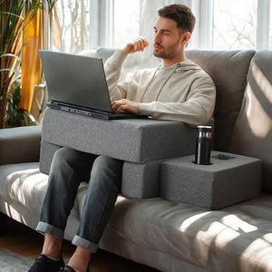 Adjustable Folding Reading Pillow, Lap Desk Pillow for Adult, Memory Foam Gaming Pillow for Arm Support, Arm Rest Pillow for Working, Back Pillow for Crocheting, Playing Game or Siting in Bed, Sofa