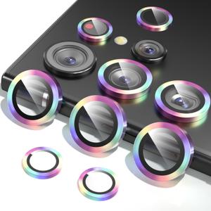MOCOLL for Samsung S24 Ultra Camera Lens Protector for Samsung Galaxy S24 Ultra Accessories Tempered Glass Camera Screen Protector Aluminum Alloy Edge Anti Scratch (Colorful)