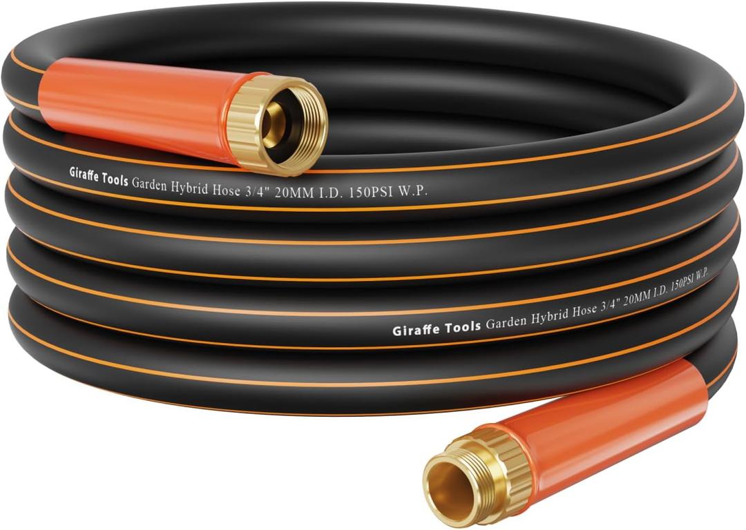 Giraffe Tools Garden Hose 25ft x 3/4", Heavy Duty Water Hose, Flexible, Hybrid Lightweight Hose, Male to Female Fittings, Burst 600 PSI