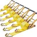 VEVOR 6 Pack 2 x 15 Ratchet Straps Heavy Duty Tie Down with Double J Hook, 5000 lbs Break Strength, Carry Bag, Tie Down Ratcheting for Moving, Trailers, Motorcycles, Kayaks, Car Roof