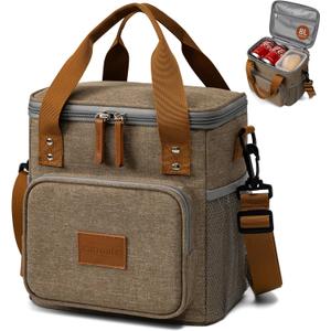 Insulated Lunch Box for Women & Men  8L/2 Gallons Leakproof Lunch Bag for Work, Office, School  Portable, Stylish & Durable Cooler Tote  Brown