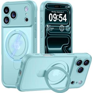 MOCCA Design for iPhone 17 Pro Case, Compatible with Magsafe [Premium Invisible Magnetic Ring Stand] [Military Drop Protection] Full Camera Guard Translucent Matte Slim Phone Cover 6.3",Blue