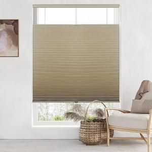 LazBlinds Top Down Bottom Up (TDBU) Cordless Cellular Shades, Blackout Light Blocking Honeycomb Shades Thermal Insulation Noise Reduction Blinds for Windows, 33" W x 72" H, One side Brown