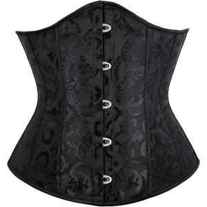 Alivila.Y Fashion Corset Womens Brocade Underbust Boned Corsets Bustier Waist Trainer (XX-Large, Black)