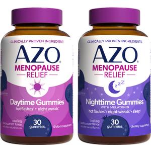 AZO Menopause Relief Gummies Daytime & Nighttime Bundle (60 Ct) – Estrogen‑Free Support for Hot Flashes, Night Sweats & Better Sleep, Menopause Symptom Relief for Day and Night, BBD 09/2026