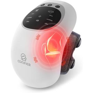 COMFIER Cordless Knee Massager with Heat and Red Light Therapy,Vibration,Heated Knee Brace Straps for Pain Relief with 18.9 Inch,Heating Pad for Knee, Gifts for Women,Men