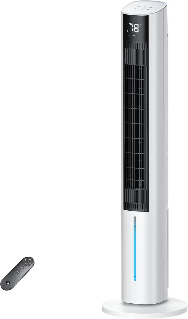 Windowless Portable Air Conditioner, 45.4" Evaporative Cooler with Remote for Room No Window, Digital Display, 12H Timer, Quiet Cooling Fan for Bedroom and Indoor Use (White)