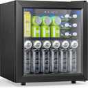Electactic 50 Cans Beverage Refrigerator Cooler, 1.3 Cu.ft Mini Fridge Countertop Drink Cooler with Glass Door for Beer, Soda,Wine, Adjustable Digital Temperature Control for Home Dorm Bar, Black