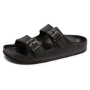 FUNKYMONKEY Women's Comfort Slides Double Buckle Adjustable Plastics Flat Sandals (9)