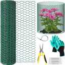 32.8ftx16In Plant Protectors from Animals,Plant Cages for Outdoor Plants,Wire Plant Protector Cage,Wire Plant Protector,Chicken Wire Cloche with Ground Stakes & Nylon Ties Protect Plants from Animals