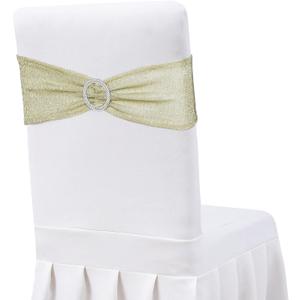 Eternal Beauty Set of 10 Champagne Chair Band Bow Spandex Chair Sashes for Wedding Decorations