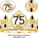 75th Birthday Decorations for Men - Vintage 1951 Birthday Supplies with Banner, Crown, Sash, Cake Topper, Gold 75 Number Balloons, Card with Envelope, 75 Year Old Party Decor Set for Him