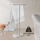 KES Free Standing Bath Towel Racks for Bathroom, 2-Tier Towel Stand for Bathroom Floor 3X Thick Natural Marble Base Oval Shape, Pro-Grade 18/8 Stainless Steel, Brushed Finish, BTH236B-2