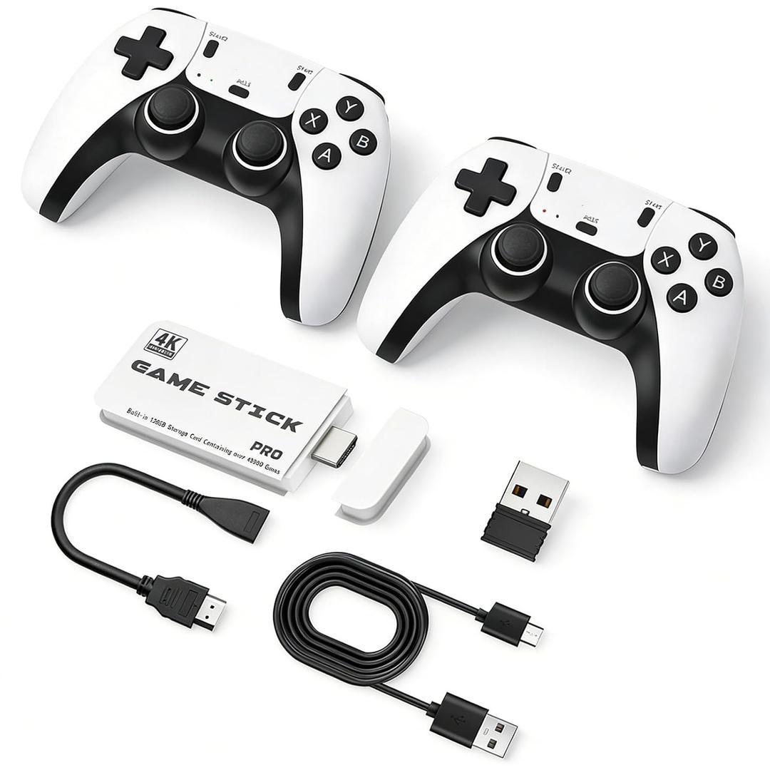 M15 2026 Upgrade Retro Game Stick Pro, 128GB, with 40,000 ClassicVideoGames, Retro Gaming Console, Plug & Play for TV Video Gaming Controller