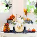 SY Super Bang Fall Pumpkins Decor, White Artificial Flower Plant Berry Foam Faux Big Pumpkins Decorations, for Autumn Harvest Thanksgiving Wedding Fireplace Table Centerpieces Party Decor.