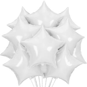25Pcs White Star Shaped Foil Mylar Helium Balloons 18 Inch for Birthday Wedding Anniversary Engagement Party Decorations Supplies