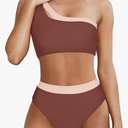 MOOSLOVER Women Cutout One Shoulder High Waisted Bikini High Cut Two Piece Swimsuits, Size M