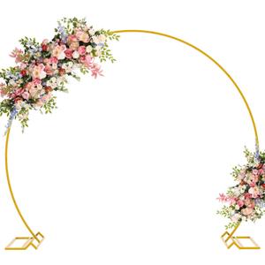 Asee'm 7.2FT Gold Wedding Arch Round Backdrop Stand Large Circle Metal Floral Balloon Frame for Party Anniversary Birthday Graduation Valentine Ceremony Decorations