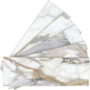 30-Sheet Marble Subway Tile Peel and Stick Tile, 4 in. x 12 in. Stone Composite Waterproof Backsplash Tiles for Kitchen, Bathroom, Fireplace(Gold Marble)