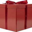 Jaywayang 10" Large Gift Box with Lid and Ribbon, Red Gift Box with Paper Filler for Christmas, Birthday, Valentine's Day, Anniversarry Presents Wrapping.