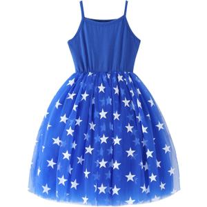 Baby Girls Tutu Dress Long Sleeve Toddler Sleeveless Dresses Infant Tulle Sundress (4T, Blue Stars)