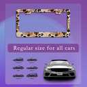 TUBAMQ Leopard Cheetah Print License Plate Frames,Tropical Leaves License Plate Frame Metal Aluminum Rustproof Car Accessories for Us Canada Standard Women Men 2 Holes with Screw Caps LPF-02