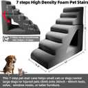 7 Step Pet Stairs Ramp for High Beds Sofas 22-42 Inch, Non-Slip Dog Stairs for Small Old Medium Large XL Dogs Cats, Sturdy 75 Pounds 33D Foam Balanced 6-Tier Ladder with Machine Washable Cover