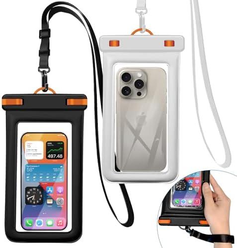 2 x Heliosea IPX8 Floating Waterproof Dry Bag 2-Pack ,7.2 Inch Waterproof Phone Pouch for iPhone 16/15/14 Pro Max Galaxy S24/S23 Adjustable Lanyard + wrist strap Beach Swimming Travel Essentials