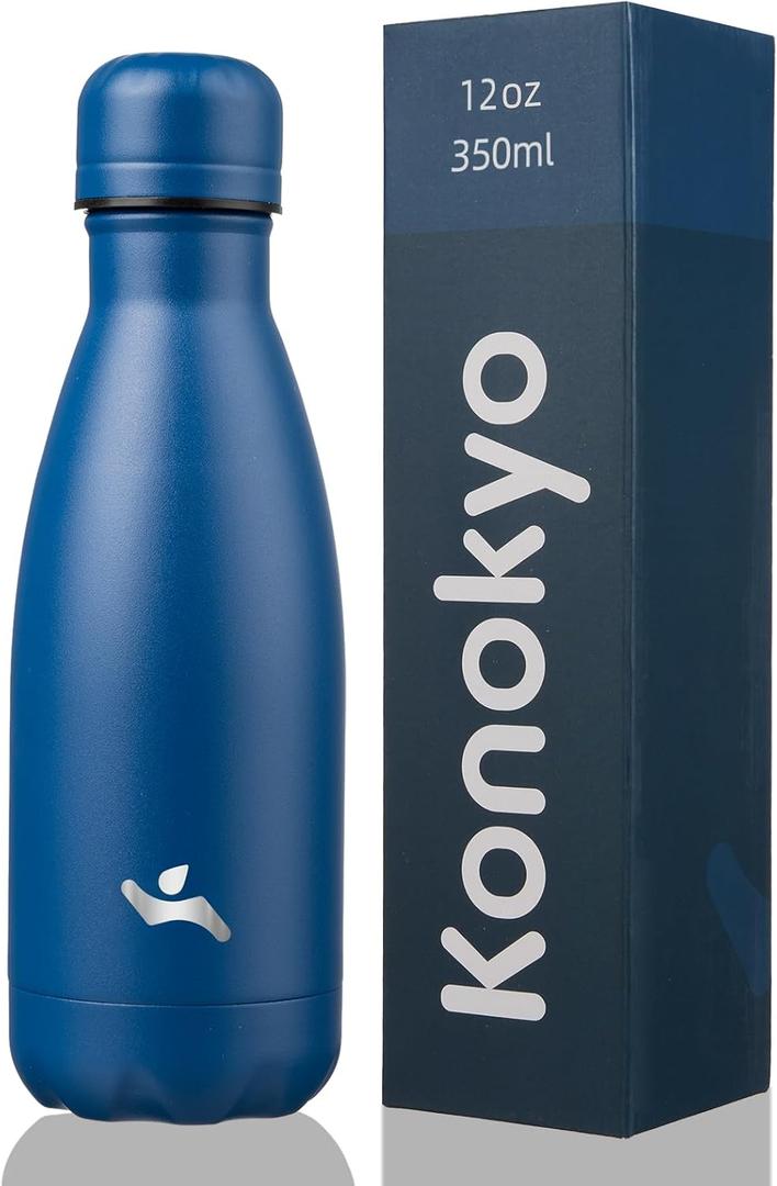 Insulated Water Bottles,12 oz Double Wall Stainless Steel Vacumm Metal Flask for Sports Travel,Blue