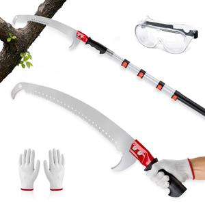 26FT Pole Saw for Tree Trimming, Manual Telescoping Tree Pruner with 5–20FT Extension Pole, Long Reach Hand Saw for Ground Cutting in Yard, Garden & Patio