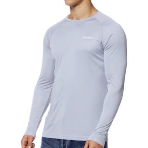 EZRUN Mens Sun Protection Swim Shirt Lightweight UV Sun Shirts Quick Dry UPF 50+ Fishing Shirts (Gray, M)
