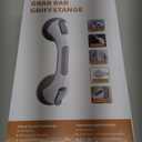 LEVERLOC Grab Bars for Bathtubs and Showers 2 Pack Suction Grab Bar, Heavy Duty 12 Inch Shower Handle Removable Bath Handrails for Seniors and Elderly, Bathroom Safety Grip No Drilling Waterproof Grey (Gray)