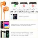 APETOO USB C Headphones for iPhone 17 Pro Max 16 15 Plus iPad USB-C Wired Earbuds with Microphone Volume Control HiFi Stereo Type C Earphones for Galaxy S26/S25/S24/S23/S22 Ultra, Pixel 10 9 8, Orange