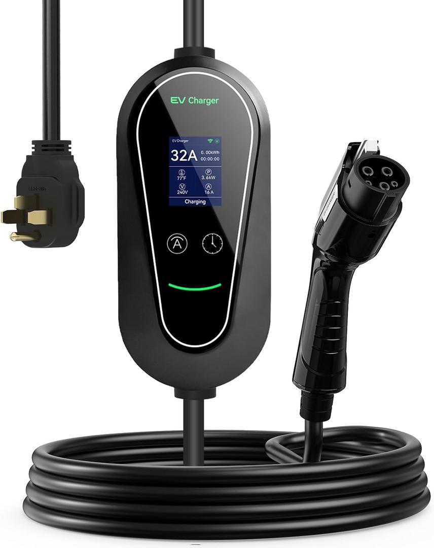32 Amp Portable Level 2 EV Charger, 240V, with NEMA 14-50 Plug