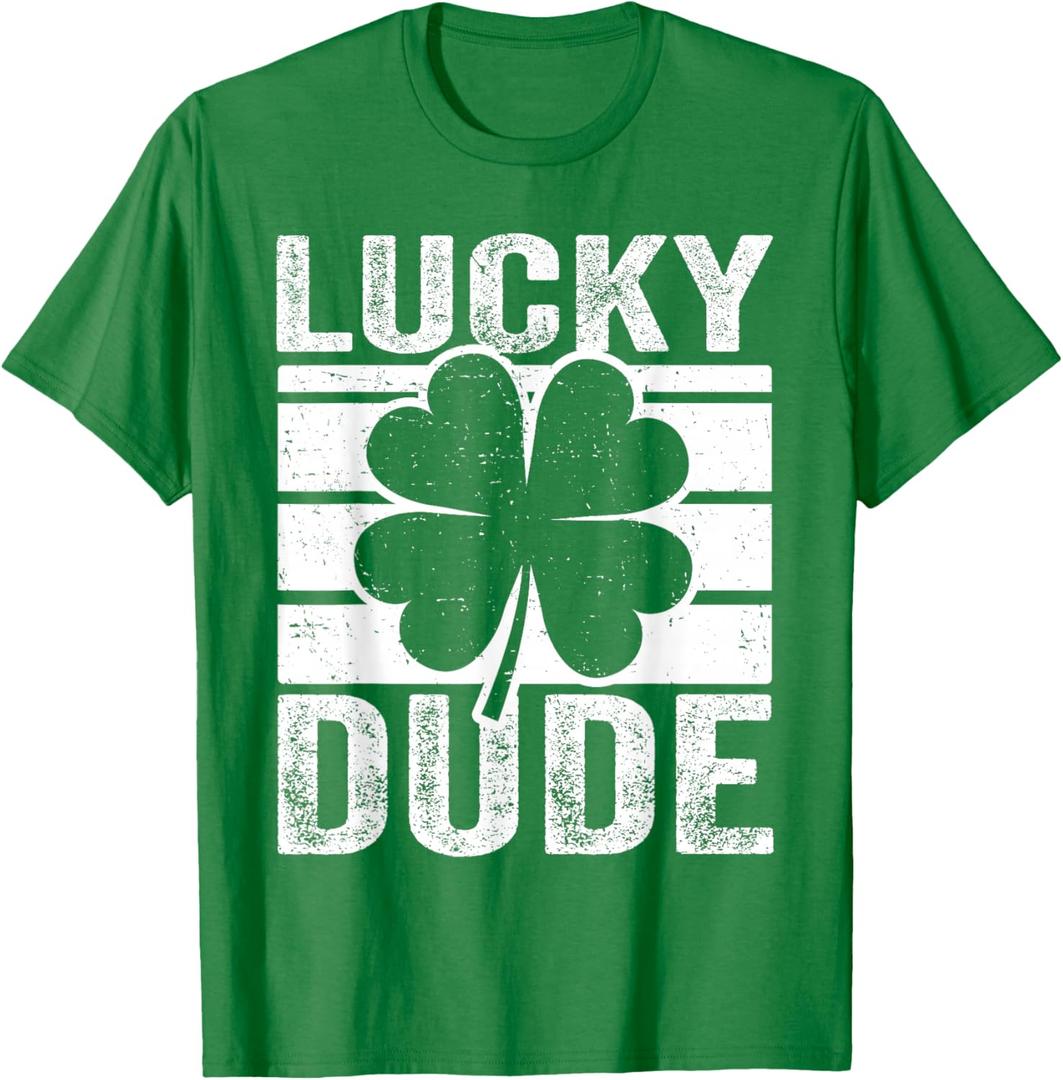 Funny Lucky Dude Boys St Patricks Day Shirt Toddler Kids T-Shirt (Green)