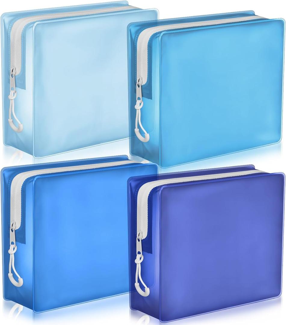 Locmeo 4 Pack TSA Approved Travel Toiletry Bags Frosted Translucent Leak-proof Cosmetic Makeup Bags for Women Men Travel Organizer Airport Security(Blue, 8.5 x 6.3 x 2.9 Inch)