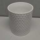 LE TAUCI Utensil Holder, 7.1" Large Ceramic Kitchen Utensil Holder for Countertop - Embossed Cooking Utensil Crock for Spatula & Spoon, Farmhouse Countertop Organizer, Arctic White, Clover Design