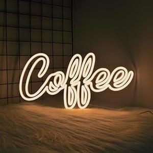 Whfobfe Coffee Neon Sign Led Neon Light Neon Signs for Wall Decor USB Powered Led Neon Signs for Room Decoration