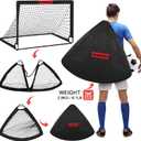 Kids Soccer Goals for Backyard Set - 2 of 4' x 3' Portable Soccer Goal Training Equipment, Pop Up Toddler Soccer Net with Soccer Ball, Soccer Set for Kids and Youth Outdoor Games, Sports, Play, Black