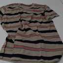 VEIISAR Men's Crewneck Striped T-Shirt Soft Elastic Cotton Tees (Large, 31228 Grey Royal Blue)