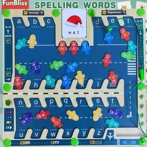 Magnetic Alphabet Maze Board, Montessori Wooden Kids Toys for Ages 3-5, Puzzle Activity Toy, Develop Fine Motor Skills, Ideal Gift for Toddlers (Airport)